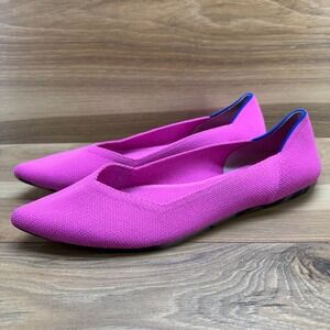 Rothys The Point Flats Dragon Fruit Pink Womens 9 Pointed Toe Slip On Ballet